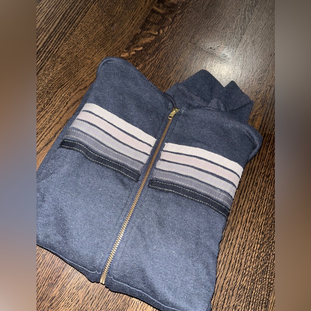Woman’s aviator nation striped grey zip up sweatshirt